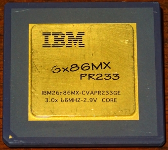 IBM 6x86MX PR233 CPU (Goldcap) IBM26x86MX-CVAPR233GE, 3x 66MHz 2.9V, Core Cyrix USA 1995